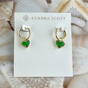 Kendra Scott Ari Heart Emerald gold earrings